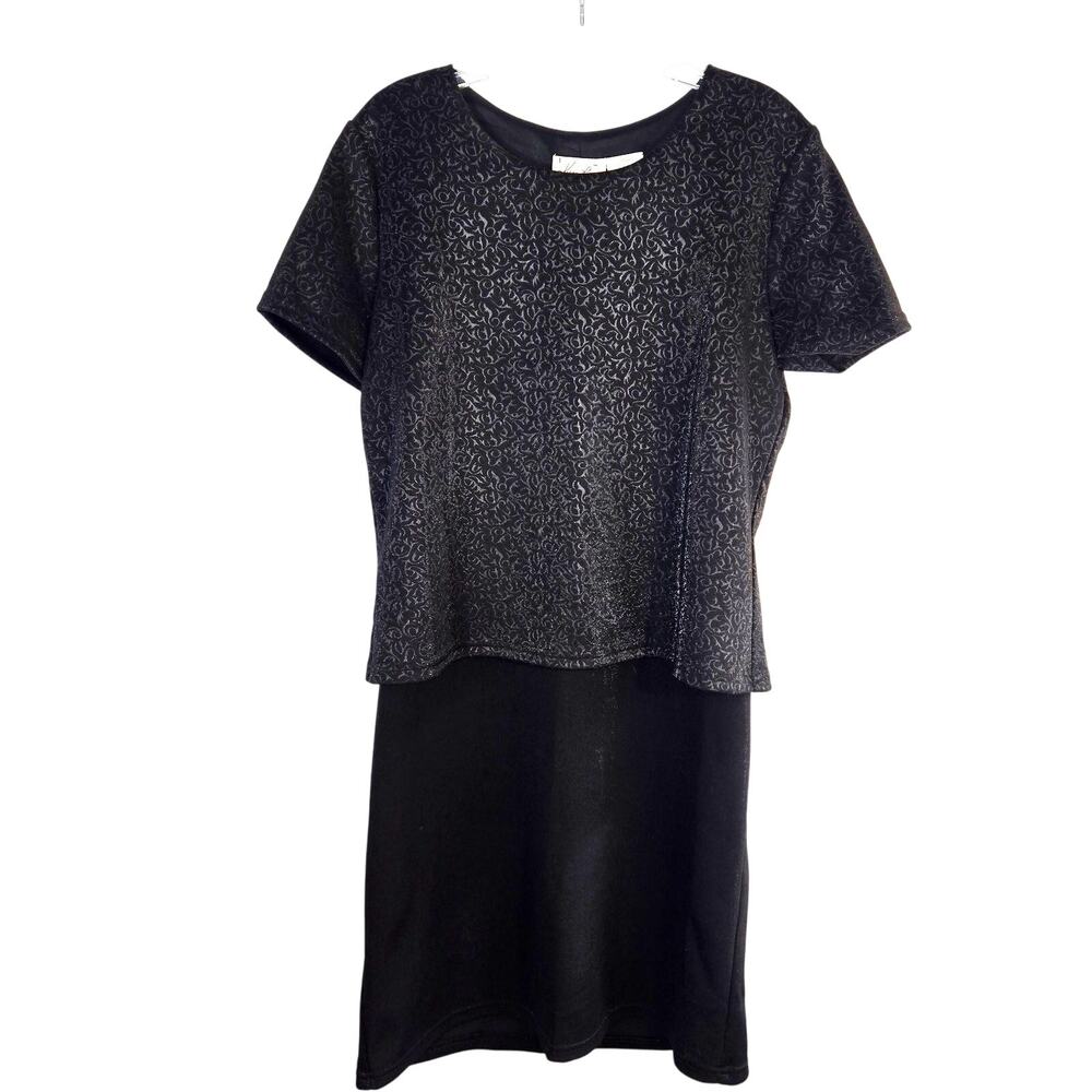 Kathy Lee Women's Dress Large L Black  Sleeves Lace Misses Size12 14